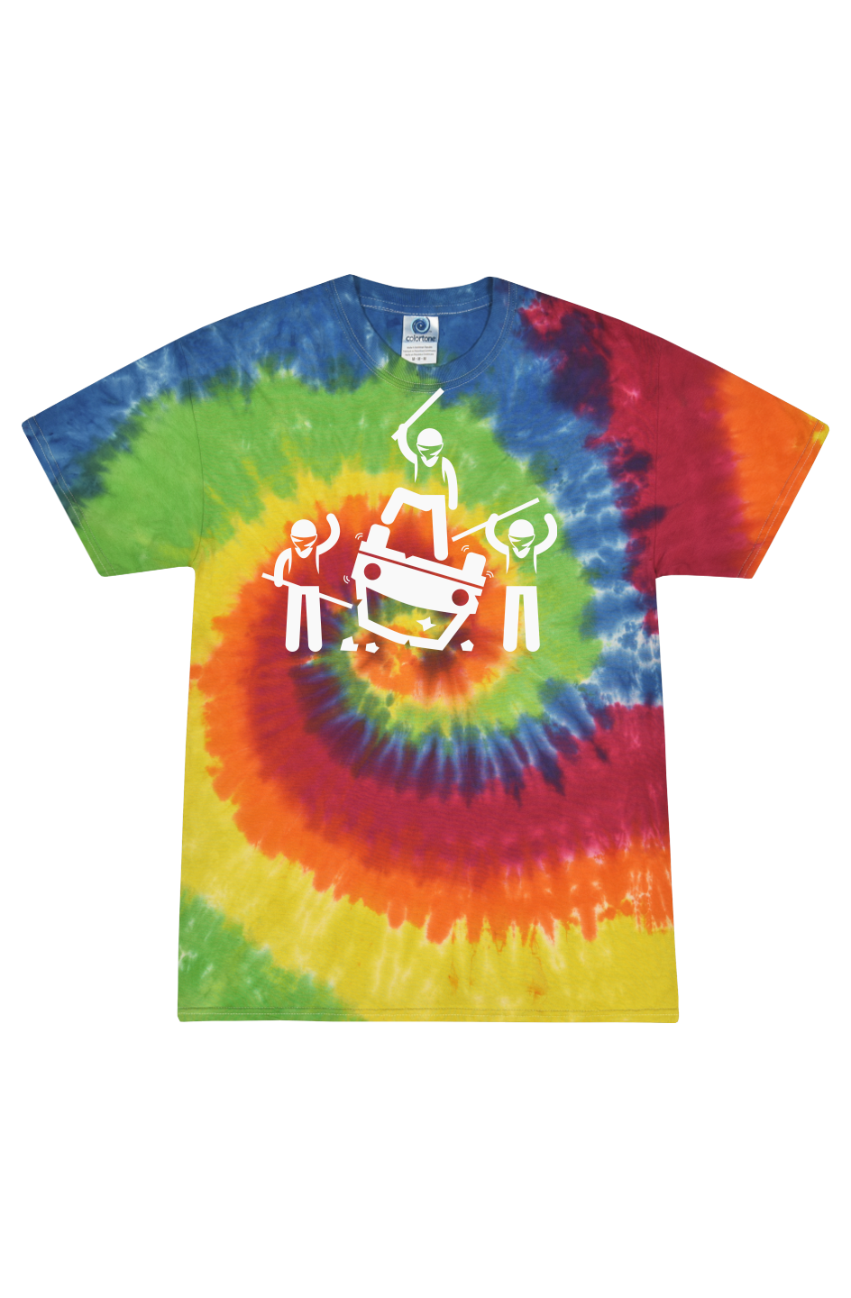 Minty Rainbow Tie Dye Long Sleeve T-Shirt For Men And Kids - 100% Cotton ColorTone Crew Neck