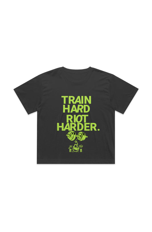 Train Hard Riot Harder Crop Tee